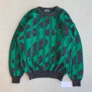 Vintage 80s 90s Sears Green Knit Sweater